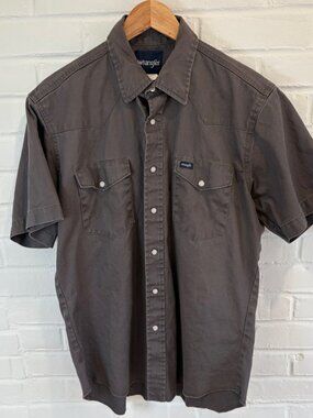 Vintage Wrangler Western Pearl Snap Short Sleeve Shirt Canvas Men's Large